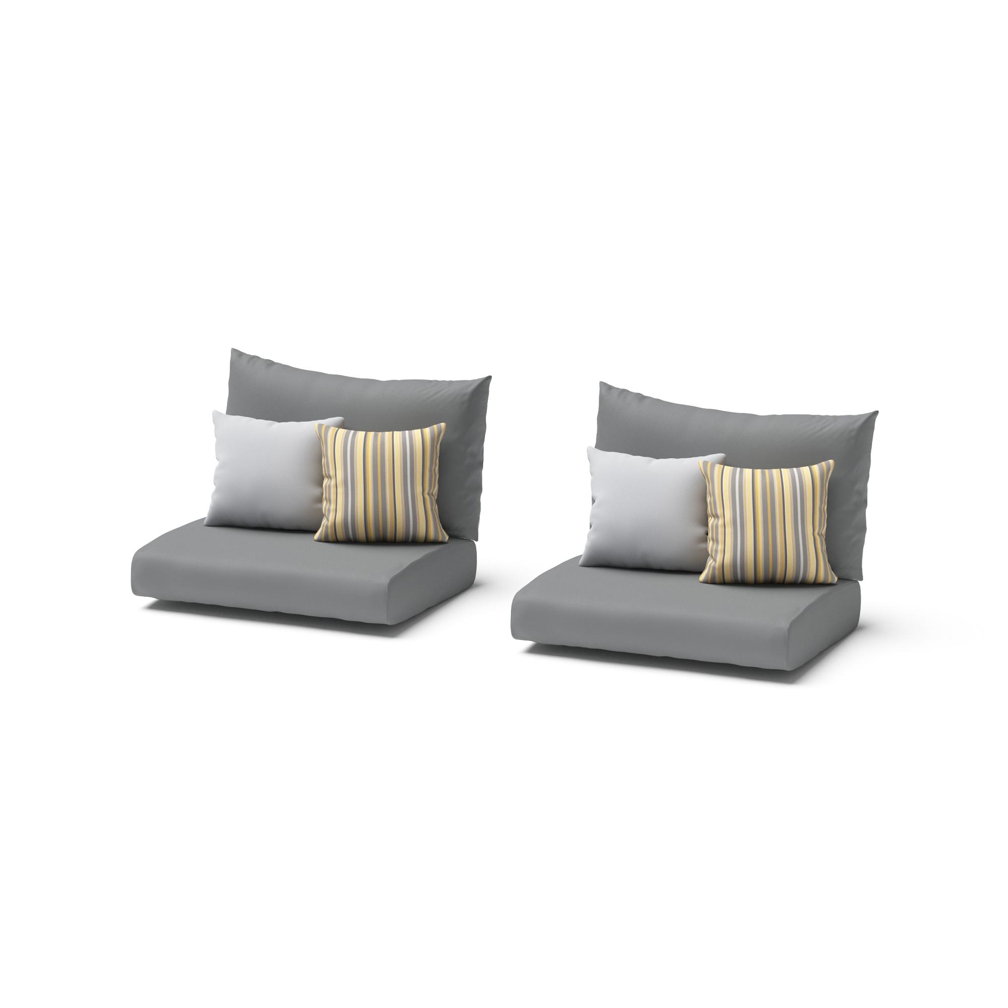Modular Outdoor Set of 2 Sunbrella® Armless Chair Cushion Covers - Charcoal Gray