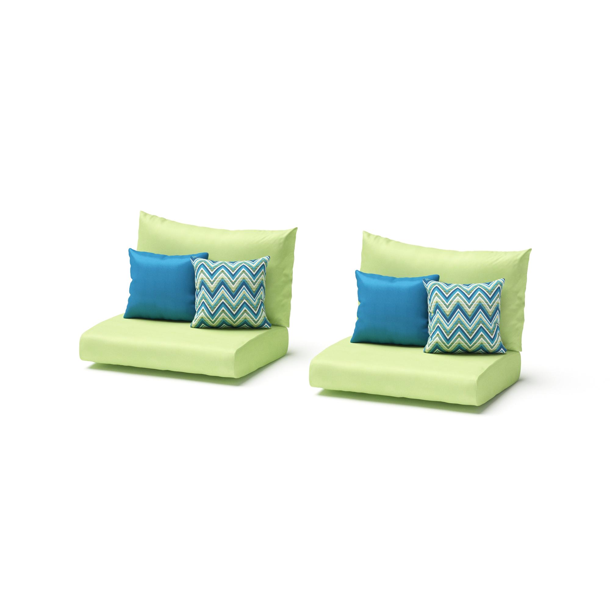 Modular Outdoor Set of 2 Sunbrella® Armless Chair Cushion Covers - Ginkgo Green