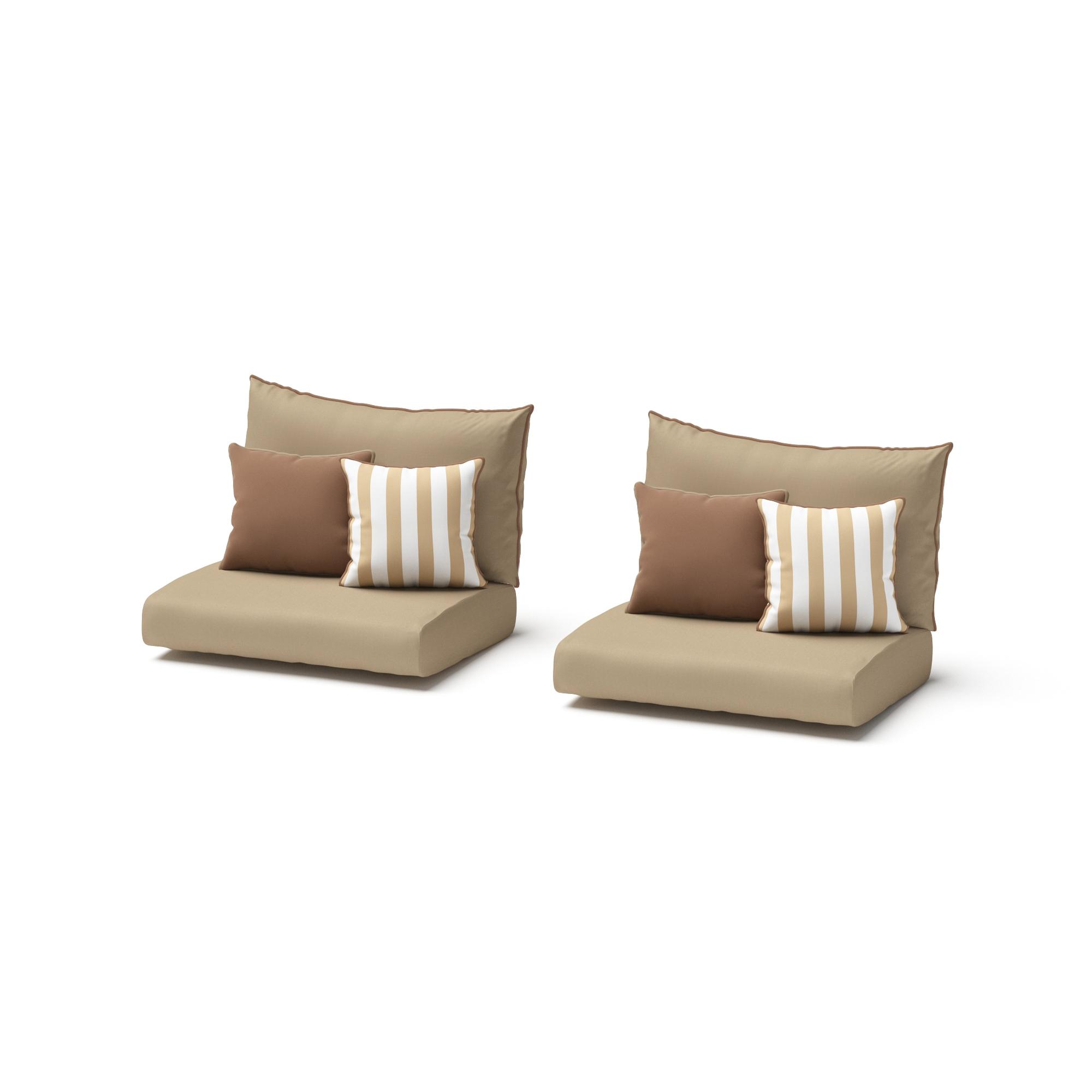 Modular Outdoor Set of 2 Sunbrella® Armless Chair Cushion Covers - Maxim Beige