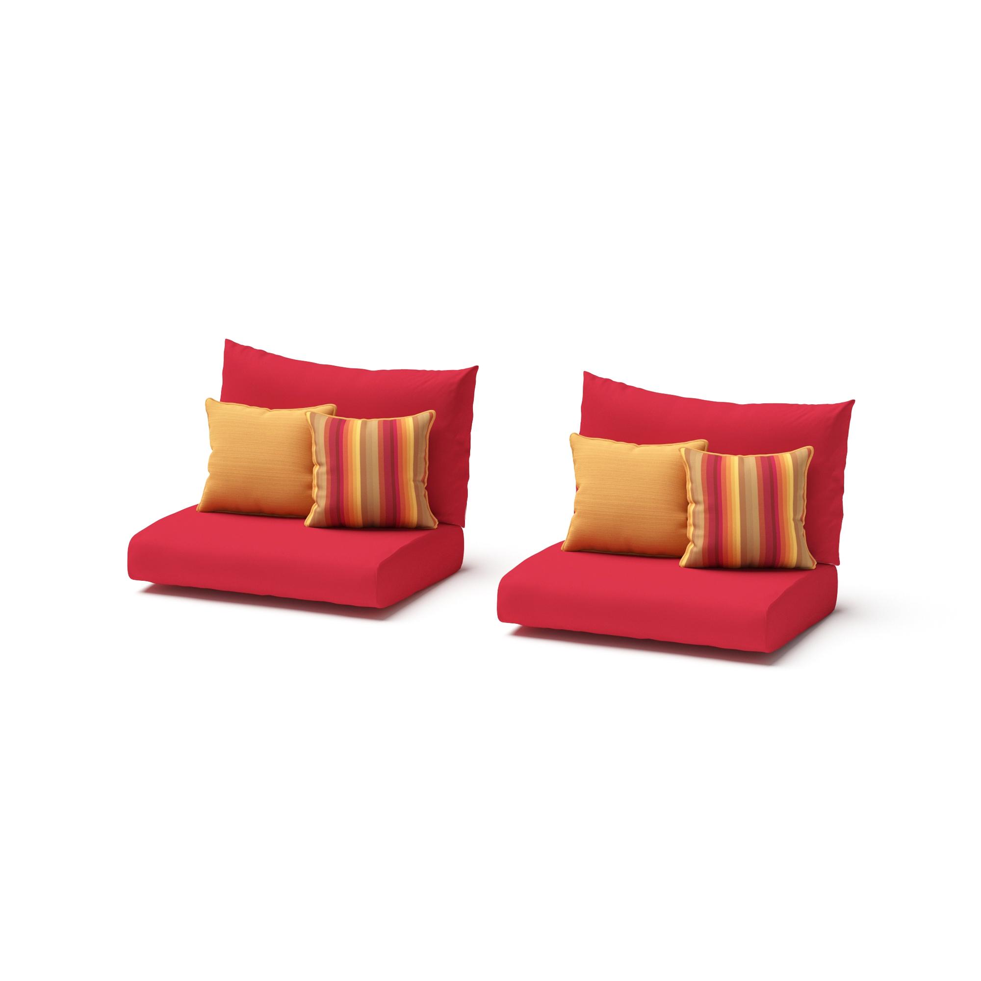Set of 2 Outdoor Armless Chair Cushion Covers - Sunset Red