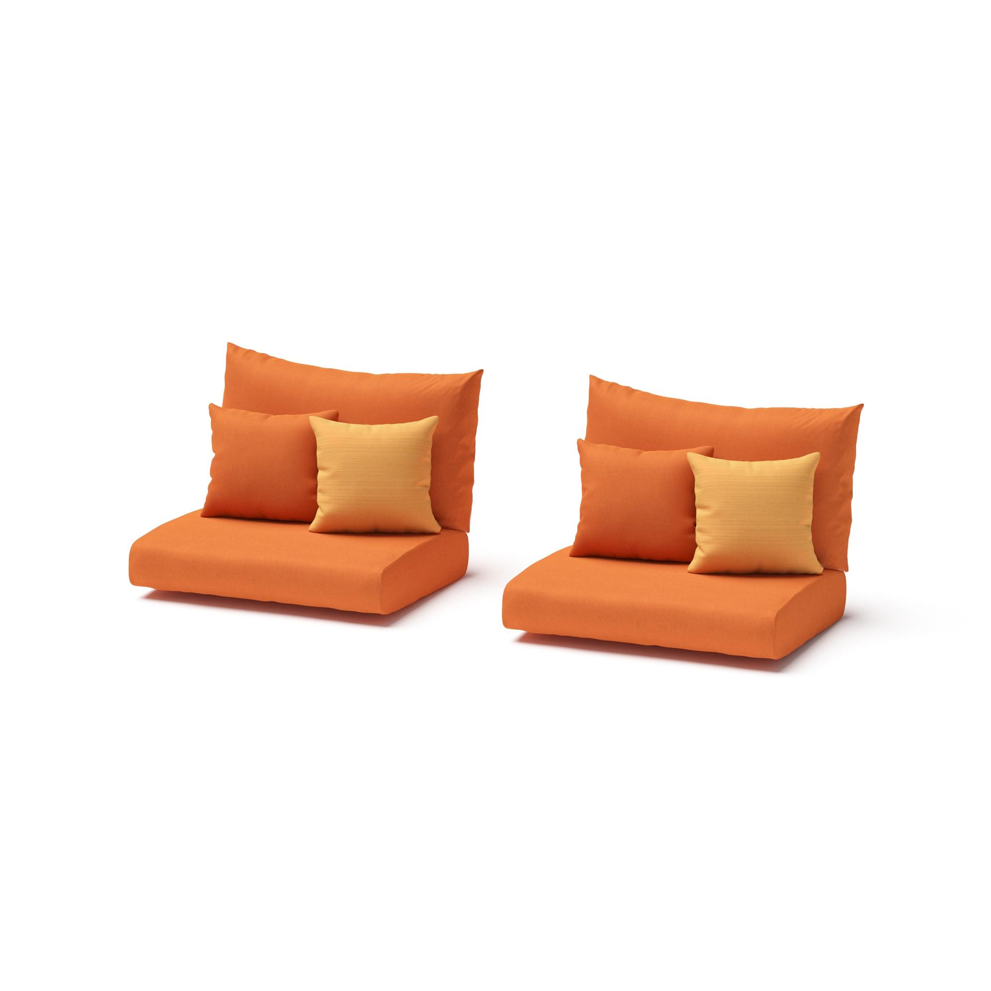 Modular Outdoor Set of 2 Sunbrella® Armless Chair Cushion Covers - Tikka Orange