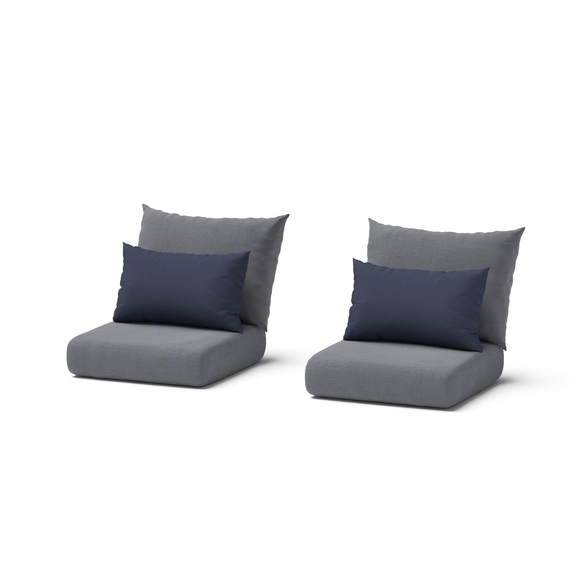Modular Outdoor Set of 2 Phifer® Club Chair Cushion Covers - Gray