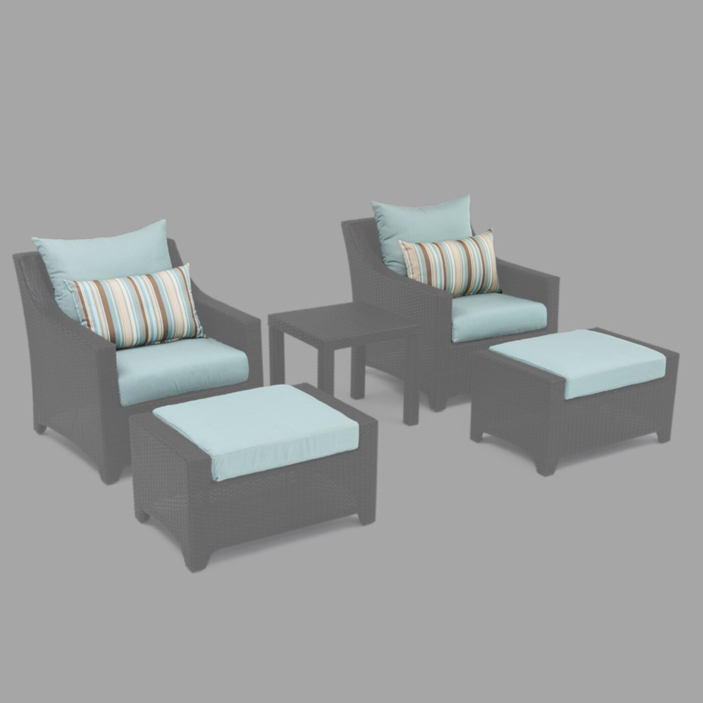 Modular Outdoor 5 Piece Club Cushion Cover Set - Bliss Blue