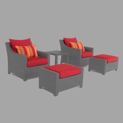 Modular Outdoor 5 Piece Club Cushion Cover Set - Sunset Red