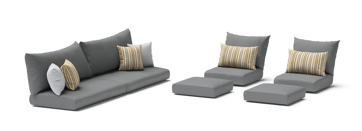 Modular Outdoor 8 Piece Sunbrella® Club Cushion Cover Set - Charcoal Gray