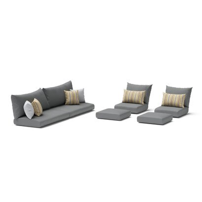 Modular Outdoor 8 Piece Sunbrella® Club Cushion Cover Set - Charcoal Gray
