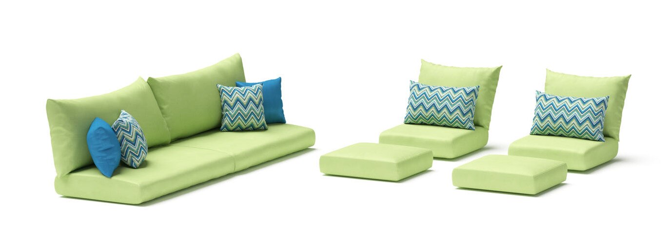 Modular Outdoor 8 Piece Sunbrella® Club Cushion Cover Set - Gingko Green