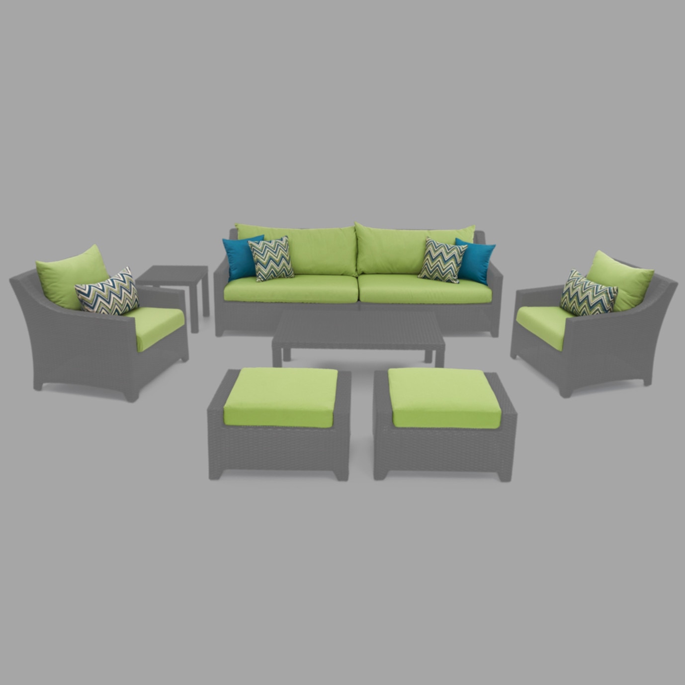 Modular Outdoor 8 Piece Sunbrella® Club Cushion Cover Set - Gingko Green