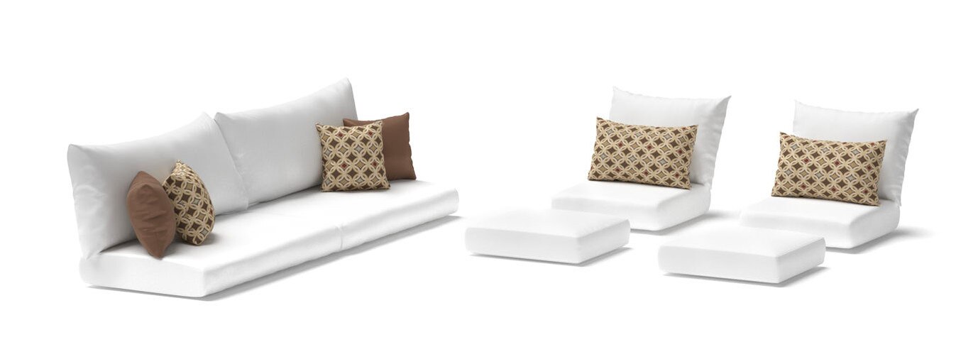 Modular Outdoor 8 Piece Club Cushion Cover Set - Moroccan Cream