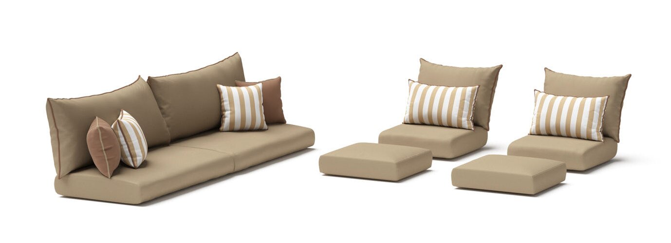 Modular Outdoor 8 Piece Sunbrella® Club Cushion Cover Set - Maxim Beige