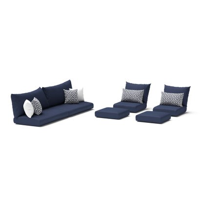 Modular Outdoor 8 Piece Sunbrella® Club Cushion Cover Set - Navy Blue