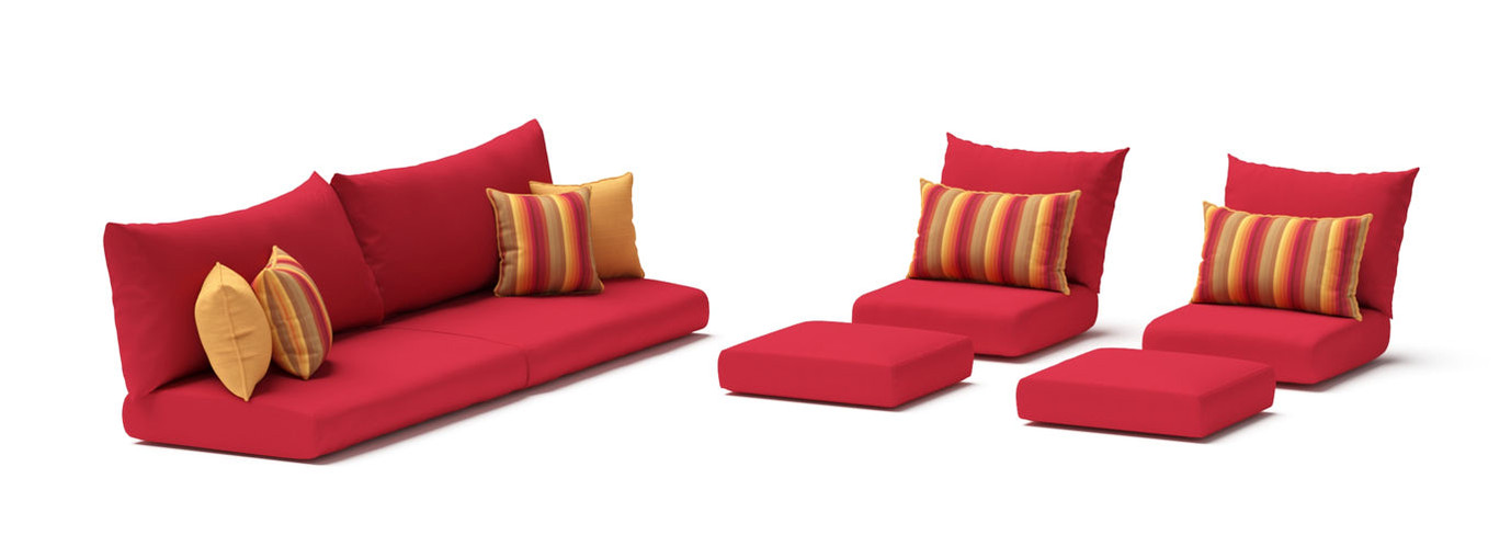 Modular Outdoor 8 Piece Sunbrella® Club Cushion Cover Set - Sunset Red