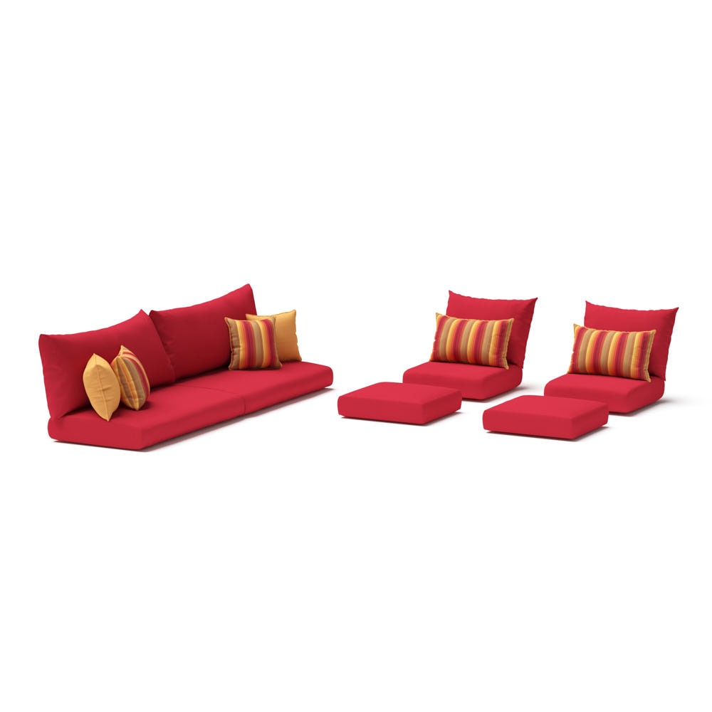 Modular Outdoor 8 Piece Sunbrella® Club Cushion Cover Set - Sunset Red