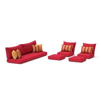Modular Outdoor 8 Piece Sunbrella® Club Cushion Cover Set - Sunset Red