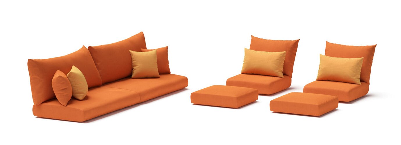 Modular Outdoor 8 Piece Sunbrella® Club Cushion Cover Set - Tikka Orange
