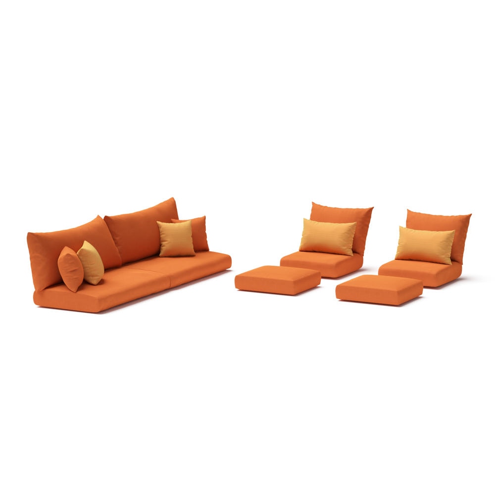 Modular Outdoor 8 Piece Sunbrella® Club Cushion Cover Set -  Tikka Orange