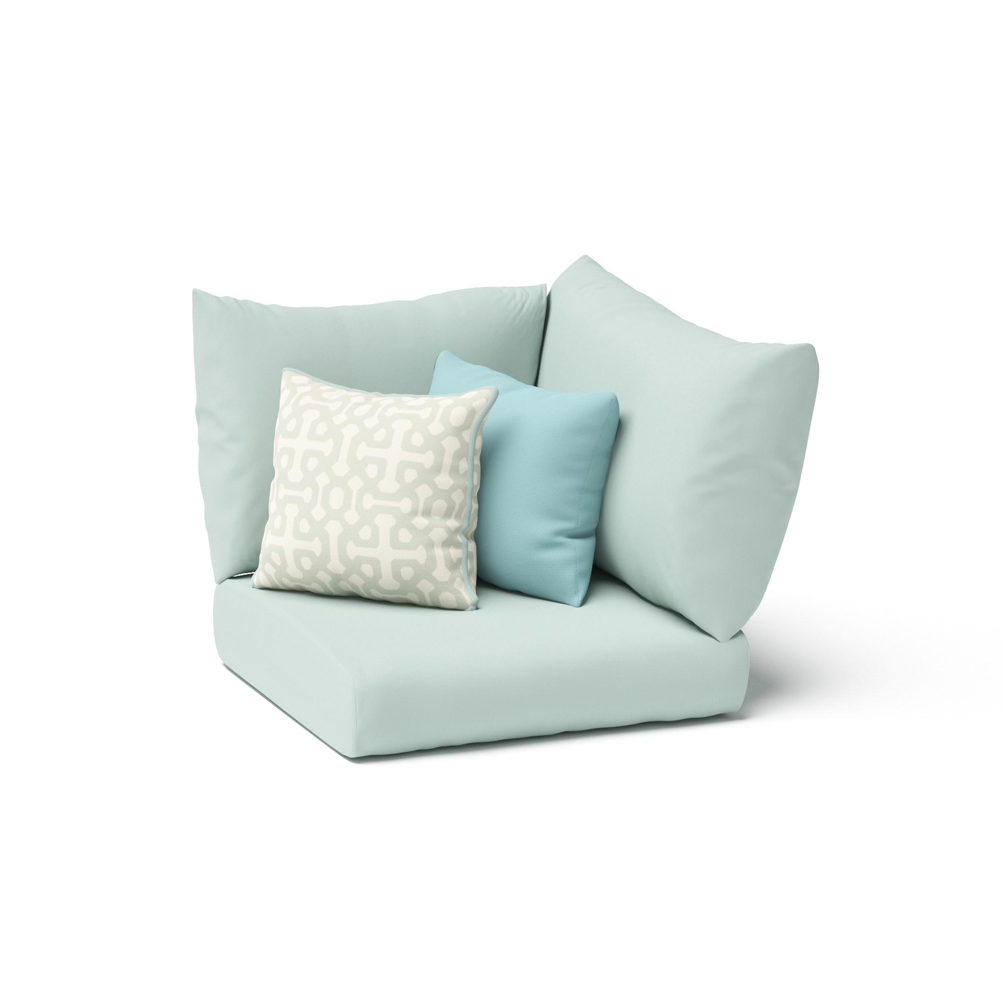 Modular Outdoor Sunbrella® Corner Chair Cushion Cover - Spa Blue