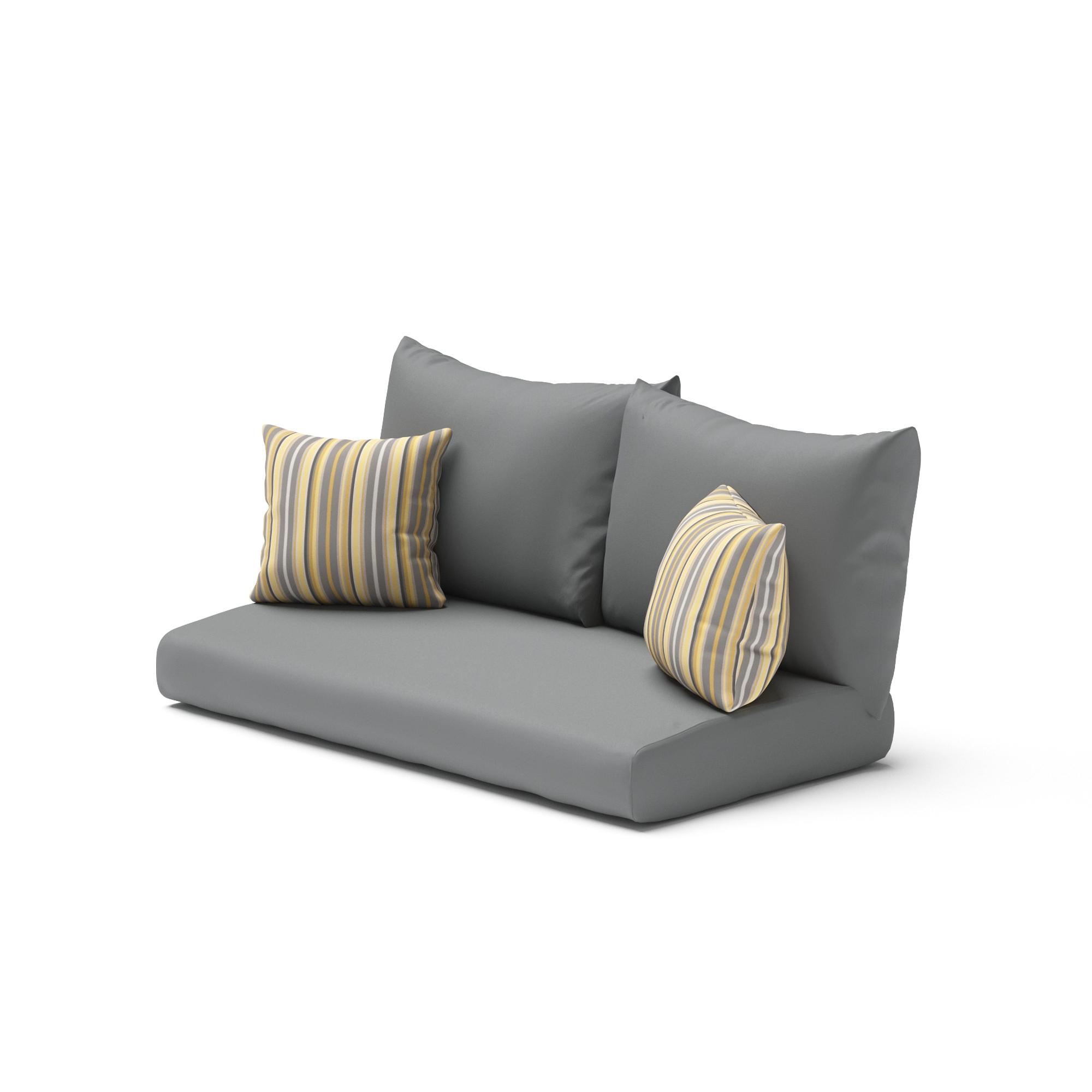Modular Outdoor Sunbrella® Loveseat & Ottoman Cushion Covers - Charcoal Gray
