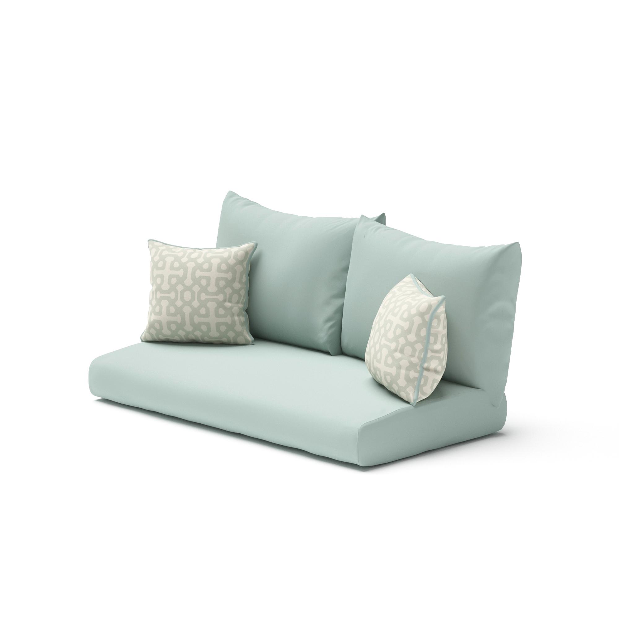 Modular Outdoor Sunbrella® Loveseat & Ottoman Cushion Covers - Spa Blue