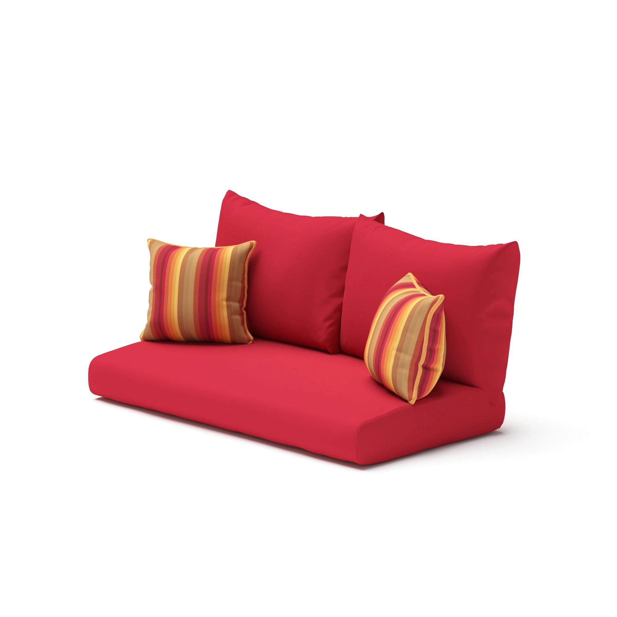Modular Outdoor Sunbrella® Loveseat & Ottoman Cushion Covers - Sunset Red