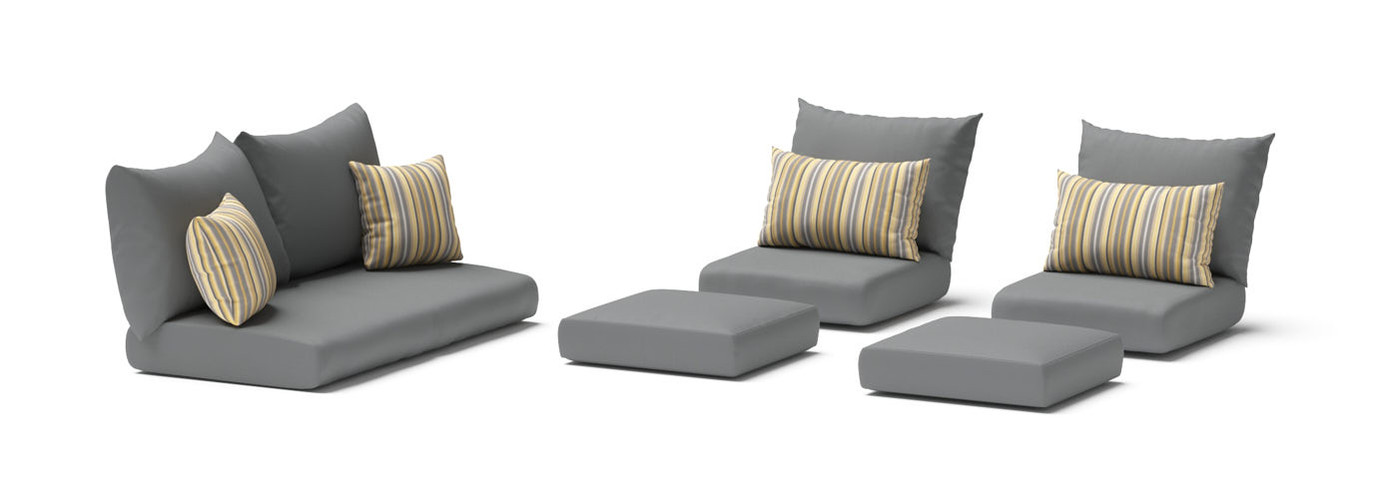 Modular Outdoor 6 Piece Love Cushion Cover Set - Charcoal Grey