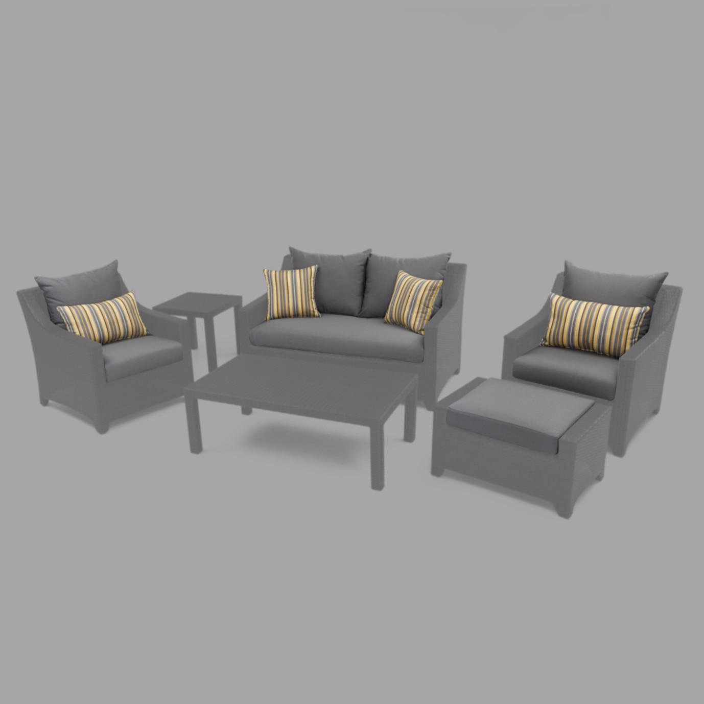 Modular Outdoor 6 Piece Love Cushion Cover Set - Charcoal Grey