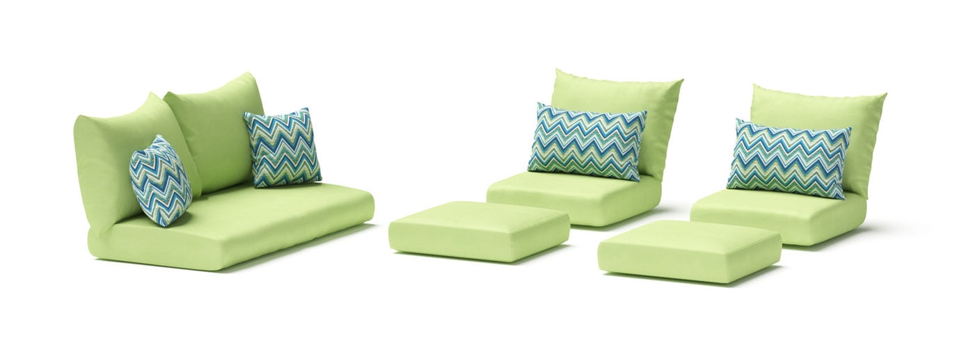 Modular Outdoor 6 Piece Love Cushion Cover Set - Gingko Green