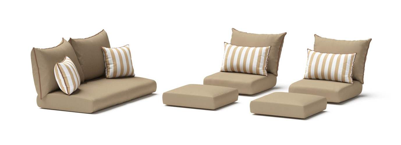 Modular Outdoor 6 Piece Sunbrella® Love Cushion Cover Set - Maxim Beige