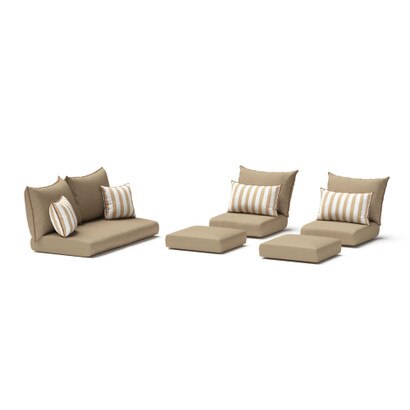 Modular Outdoor 6 Piece Sunbrella® Love Cushion Cover Set - Maxim Beige