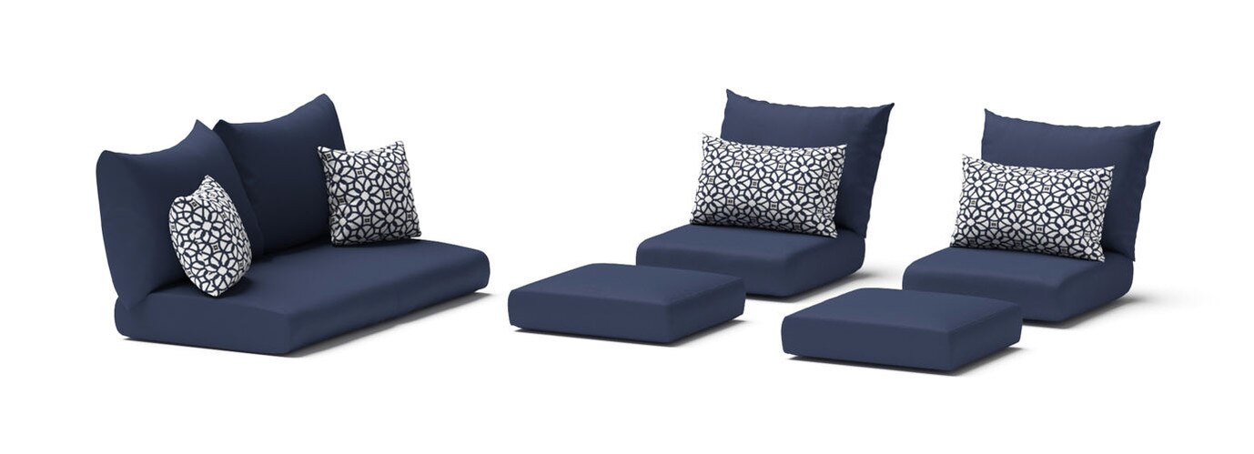 Modular Outdoor 6 Piece Sunbrella® Love Cushion Cover Set - Navy Blue