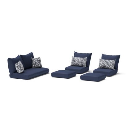 Modular Outdoor 6 Piece Sunbrella® Love Cushion Cover Set - Navy Blue