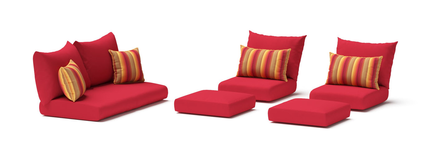 Modular Outdoor 6 Piece Love Cushion Cover Set - Sunset Red