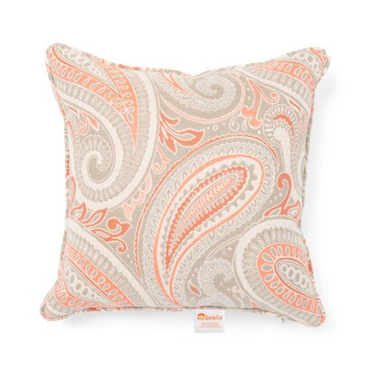 18-Inch Square Outdoor Sunbrella® Throw Pillow - Royce Coral
