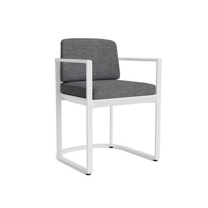 Sanibel Outdoor Dining Arm Chair In White - Plain Weave Graphite