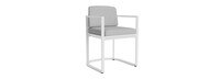 Sanibel Outdoor Dining Arm Chair In White - Plain Weave Pebble Gray