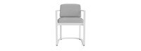 Sanibel Outdoor Dining Arm Chair In White - Plain Weave Pebble Gray