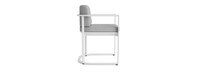 Sanibel Outdoor Dining Arm Chair In White - Plain Weave Pebble Gray