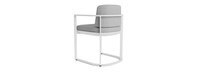 Sanibel Outdoor Dining Arm Chair In White - Plain Weave Pebble Gray
