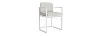 Sanibel Outdoor Dining Arm Chair In White - Plain Weave Stone