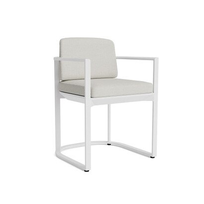 Sanibel Outdoor Dining Arm Chair In White - Plain Weave Stone