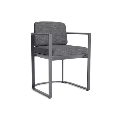 Sanibel Outdoor Dining Arm Chair In Zinc - Plain Weave Graphite