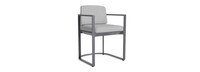 Sanibel Outdoor Dining Arm Chair In Zinc - Plain Weave Pebble Gray