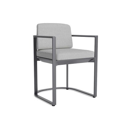 Sanibel Outdoor Dining Arm Chair In Zinc - Plain Weave Pebble Gray