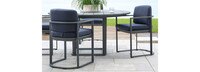 Sanibel Outdoor Dining Arm Chair In Zinc - Plain Weave Stone
