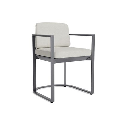 Sanibel Outdoor Dining Arm Chair In Zinc - Plain Weave Stone