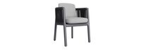 Santorini Outdoor Dining Arm Chair In Zinc - Plain Weave Pebble Gray
