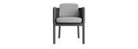 Santorini Outdoor Dining Arm Chair In Zinc - Plain Weave Pebble Gray