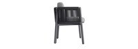 Santorini Outdoor Dining Arm Chair In Zinc - Plain Weave Pebble Gray