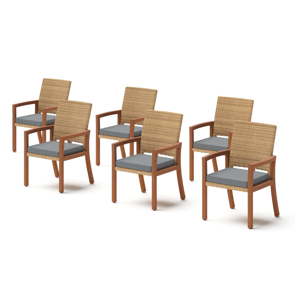 Mili™ Set of 6 Sunbrella® Outdoor Dining Chairs - Charcoal Gray