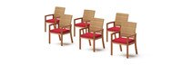 Mili™ Set of 6 Sunbrella® Outdoor Dining Chairs - Sunset Red